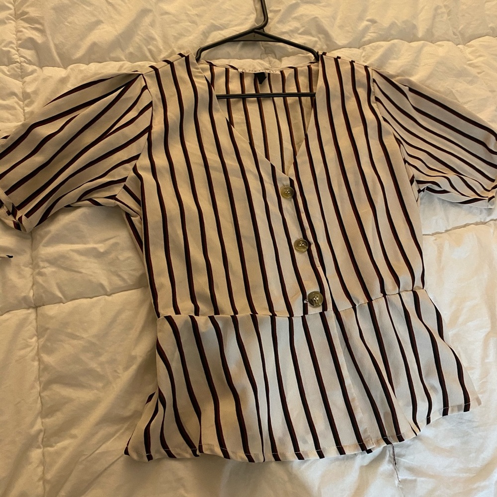 White stripped top with buttons